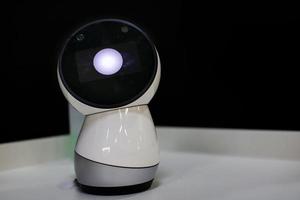 Robot device on a dark background.RoboticsRobotics and modern technologies. photo