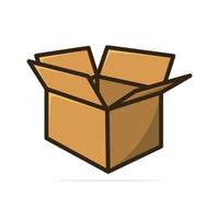 Ilustración de vector de vista lateral de cajas de cartón. concepto de icono de objeto comercial y de carga. diseño vectorial de cajas abiertas de carga de entrega con sombra. diseño de icono de caja abierta y de cartón vacía.
