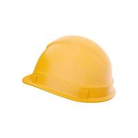3d render Yellow hard hat, safety helmet isolated on white. 3d illustration. 3d rendering yellow helmet photo