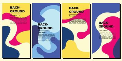 Geometric dynamic shapes background template set copy space for poster, flyer, booklet, brochure, leaflet, or pamphlet. Colorful lines background design. vector