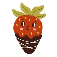 Chocolate Covered Strawberry Cartoon Valentines day Character vector