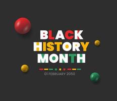 Fondo aislado del mes de la historia negra de esferas 3d 2023. fondo del mes de la historia negra. historia afroamericana o mes de la historia negra. se celebra anualmente en febrero en estados unidos, canadá. vector