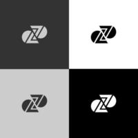 plantilla de logotipo de monograma de medio círculo en zigzag vector