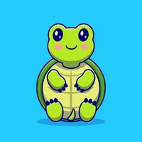 Cute Turtle Sit Cartoon Vector Icon Illustration. Animal Love Icon Concept Isolated Premium Vector. Flat Cartoon Style