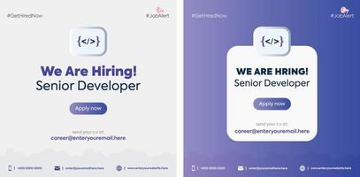 We are hiring senior software developer. Hiring post for software engineer. Software engineer hiring concept vector