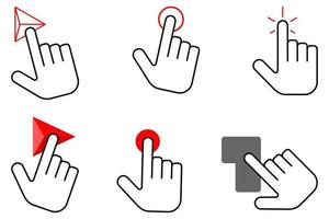 Computer hand cursor click icon symbol. Hand pointer clicking effect vector