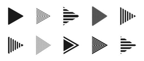 Icon Set of black arrows with variety of geometric patterns. Arrow icon vector illustration