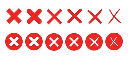 Red cross x icon. No wrong symbol. Vote sign. No checkmark sign symbol vector