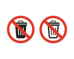 No Trash Bin Icon. No bin icon symbol. vector