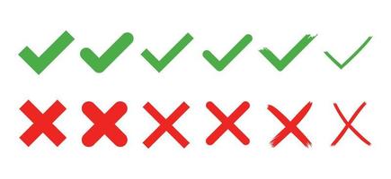 Check mark vector button. yes no buttons. red cross and green checkmark vector