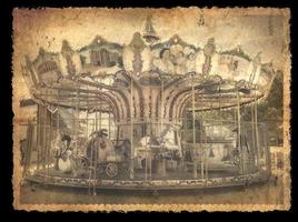 KAMCHATKA, RUSSIA - JULY 16, 2023 -  vintage photo flying horse carousel