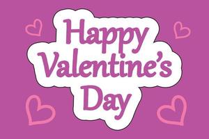 Happy Valentines Day sticker text design on 14 february with love icon symbol background vector