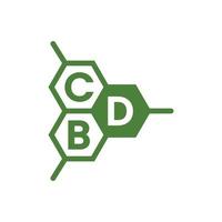 logotipo, icono o símbolo de cbd para plantilla de etiqueta de aceite de cbd, marihuana, etiqueta de aceite de cáñamo, icono de cbd para aplicaciones y web y vector de aceite de botella de cbd