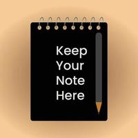 Notebook or notepad paper cover page icon vector and notepad with pen on isolated background for school, collage, university students. Notebook is essential for students to write on it and keep notes.