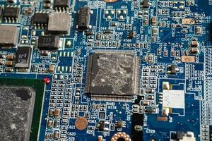 Repairing and upgrade circuit mainboard of notebook, electronic, computer hardware and technology concept. photo