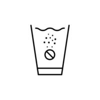 tableta efervescente en un vaso de agua icono de línea aislada. signo vectorial para aplicaciones, libros, pancartas, anuncios, sitios, tiendas, tiendas vector