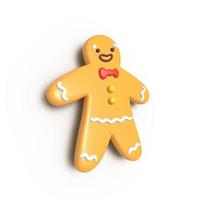 Christmas Gingerbread Man Realistic 3d vector. Merry Christmas and New Year. Cartoon style. photo