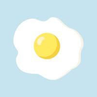 Fried egg isolated on blue background. Fried egg flat icon. Fried egg closeup vector