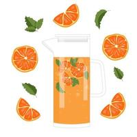 Lemonade with oranges and mint. Vector illustration