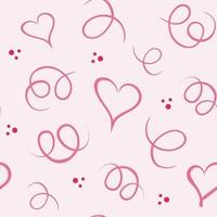 Seamless pattern with watercolor pink hearts and elements. Romantic cute baby print. Little princess design. Pink wallpaper for baby girl. Valentines day concept vector