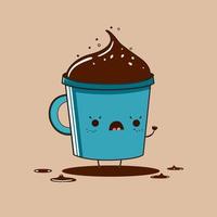 Ilustración de vector de taza de café divertido lindo