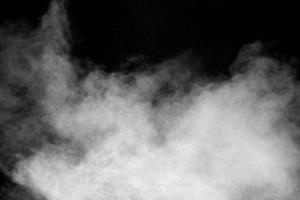 White dust cloud in the air.Abstract white powder explosion against black background. photo