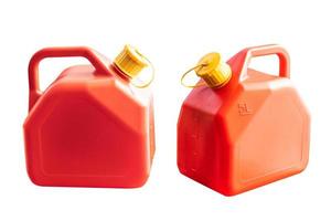 Red canister or Plastic Fuel Can on white background photo