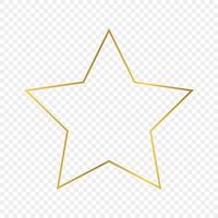 Gold glowing star shape frame isolated  Shiny frame with glowing effects. Vector illustration.