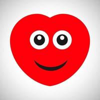 Smile cartoon heart with emotions of joy. Symbol of Love. Vector illustration