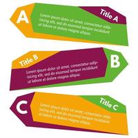 Set of three horizontal colorful options banners. Step by step infographic design template. Vector illustration