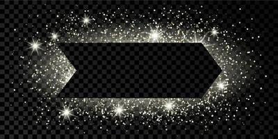 Silver arrow frame with glitter, sparkles and flares vector