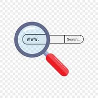 Magnifier and web search bar symbol. Isolated vector illustration