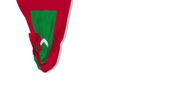 maldivas pendurando bandeira de tecido acenando ao vento renderização em 3d, dia da independência, dia nacional, chroma key, luma matte seleção de bandeira video