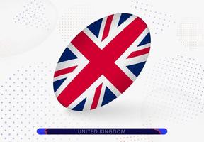 Rugby ball with the flag of United Kingdom on it. Equipment for rugby team of United Kingdom. vector