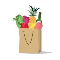 bolsa de papel ecológica. bolsa de la compra, sin residuos y sin plástico. bolsas de compras ecológicas vector