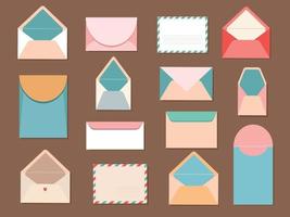 Set of postal envelopes. Isolated mail envelopes.Modern design collection. Vector illustration for web and print.