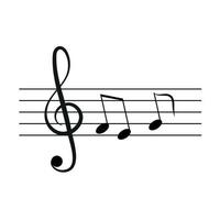 Musical score icon with notes on white background vector