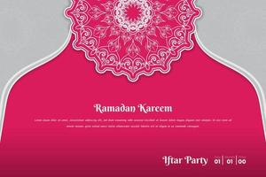 plantilla de fondo ramadan kareem con diseño de adorno rosa y blanco vector