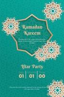 Green background with mandala design for ramadan iftar party or eid mubarak design vector