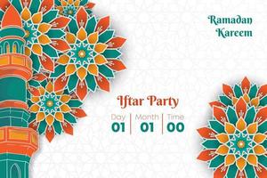 Ramadan background design with mandala in white background for ramadan kareem template vector