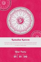 fondo blanco y rosa con diseño de mandala para ramadan kareem o plantilla eid vector