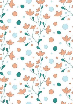 Plant twig seamless pattern. Branch with flowers Vector illustration for background, cover, fabric.