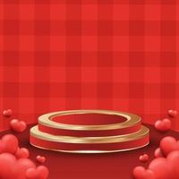 Valentines Day Poster Background with Realistic Heart and Podium vector