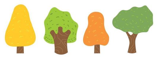 colección de ilustración de naturaleza de árbol de diseño de dibujos animados plana simple perfecta para elemento de diseño de forma vector