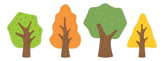Collection of Simple Flat Cartoon Design Tree Nature Illustration perfect for shape design element vector
