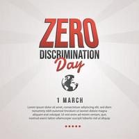 1 de marzo celebración del día de la discriminación cero. vector