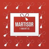 Hello spring, 1 march martisor red and white vector