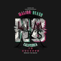 malibu beach california graphic t shrt print typography vector