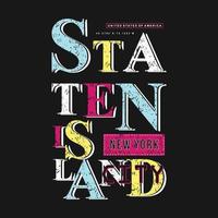 staten island diseño gráfico en color frío, vector de tipografía, ilustración, para camiseta impresa, estilo moderno