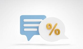 Percentage sign finance and speech bubble. concept of return on investment ROI, credit, mortgage, banking, tax, marketing, discount or promotion, and digital marketing. photo